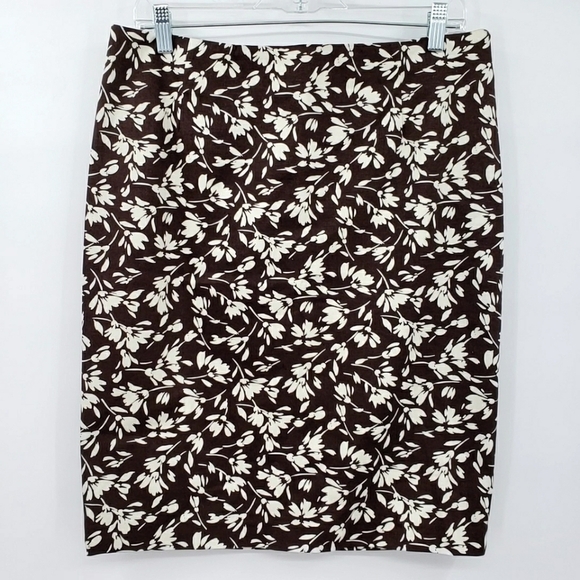 Lauren Ralph Lauren Brown Floral Pencil Skirt - Picture 1 of 9